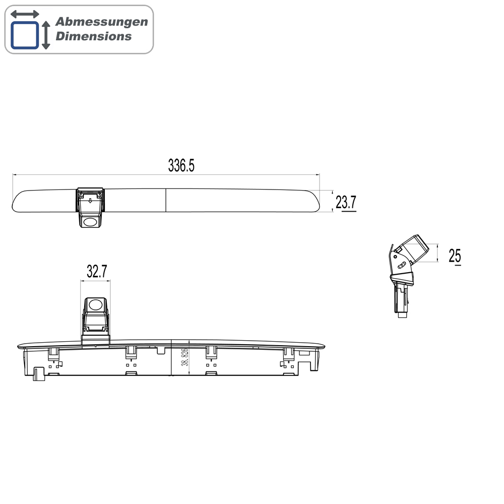 AMPIRE KAX-T6-H – Rückfahrkamera für VW T6/T6.1 mit Heckklappe