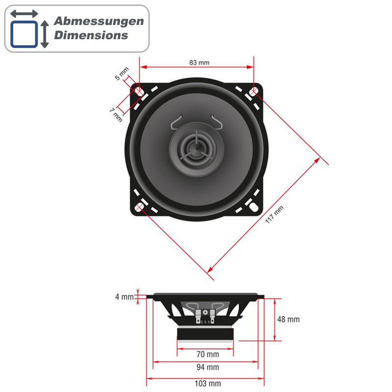 AMPIRE CPX100 – Koaxiallautsprecher 10 cm / 4 Zoll, Paar