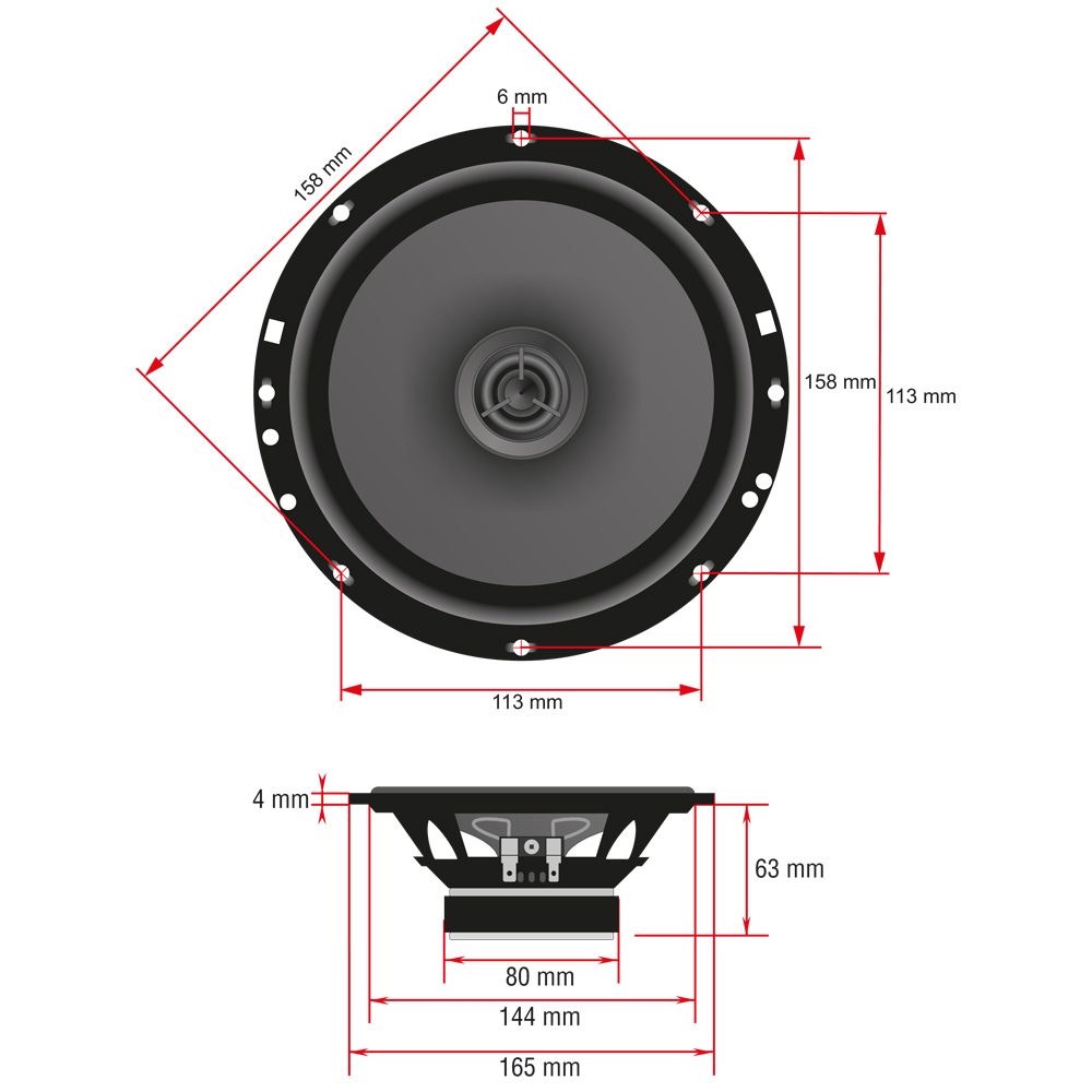 AMPIRE CPX165 – Koaxiallautsprecher 16,5 cm / 6,5 Zoll, Paar