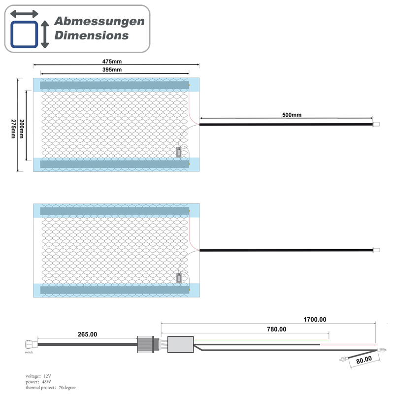 AMPIRE HEAT302 – Carbon-Sitzheizung mit Taster für einen Sitz