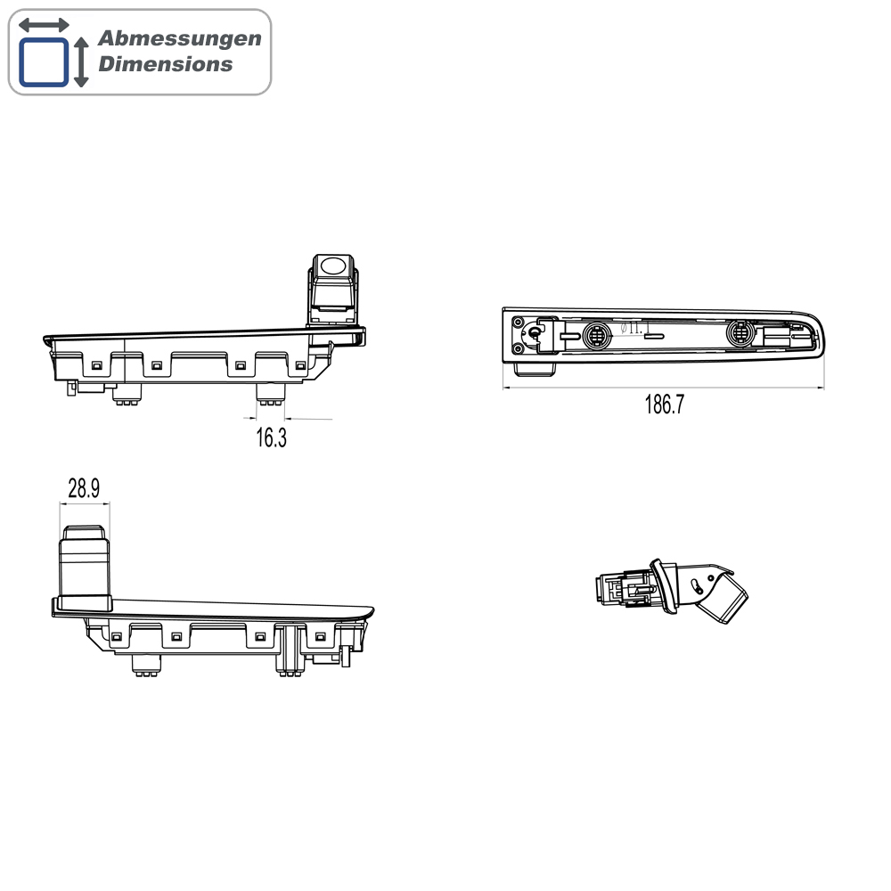 AMPIRE KAX-T6-F – Rückfahrkamera für VW T5/T6 mit Flügeltüren