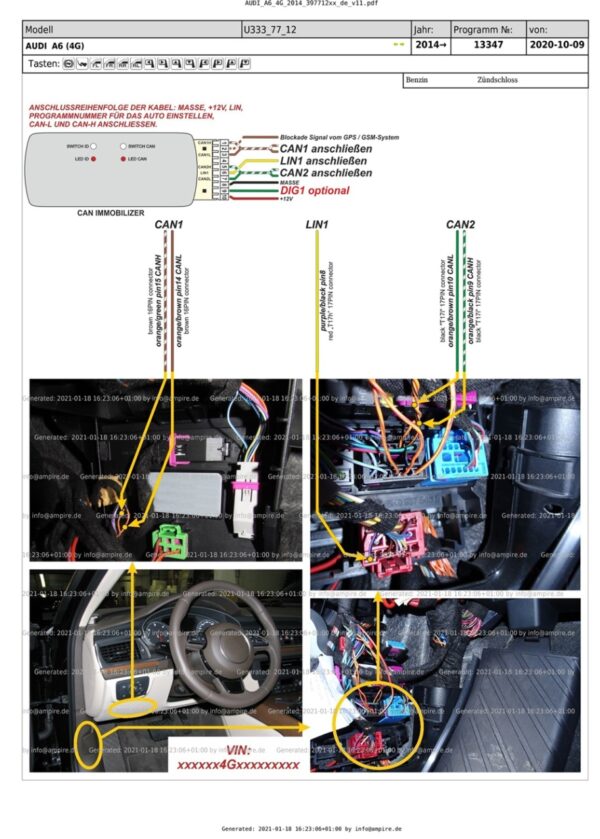 Ampire WFS400-BLU CAN/LIN-Bus Wegfahrsperre mit 2 Funktranspondern, App, Code